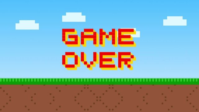 8-Bit Pixel Art Game Over Screen