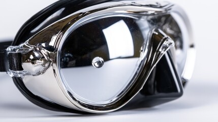 Fototapeta premium Close up of a polished snorkel mask visor reflecting light