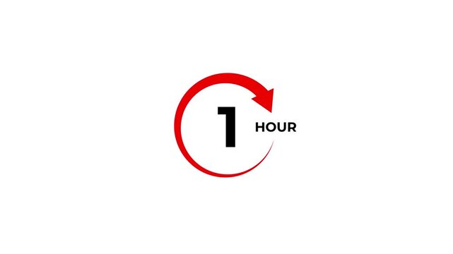 Abstract clock icon animation. arrow Clock 1-Hours icon Digital and analog clock 1 hour isolated on white background. and creating a stunning video.4k video