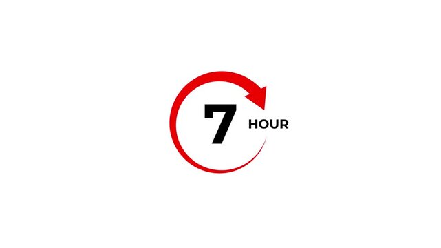 Abstract clock icon animation. arrow Clock 7-Hours icon Digital and analog clock 7 hour isolated on white background. and creating a stunning video.4k video