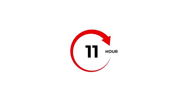 Abstract clock icon animation. arrow Clock 11-Hours icon Digital and analog clock 11 hour isolated on white background. and creating a stunning video.4k video