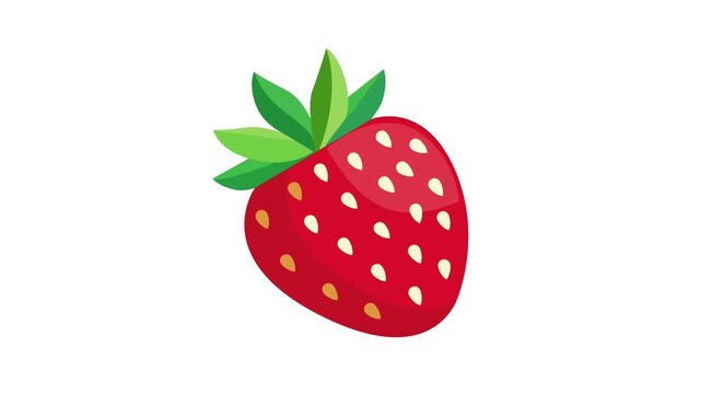 Minimalist strawberry vector animation with flashing loop effect