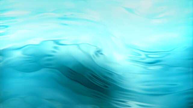 Clean crystal clear turquoise water ripple background loop. Dynamic fluid abstract wave motion with soft caustic light effects, perfect for spa, wellness, organic cosmetics, and eco designs.