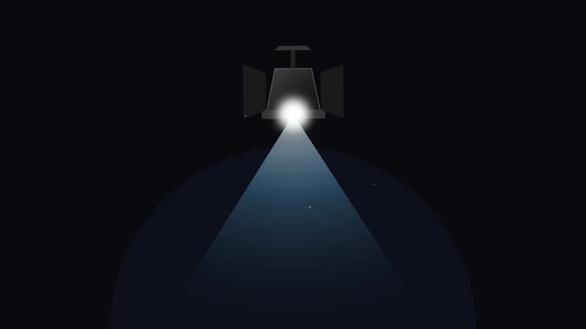 Spotlight Illuminating Dark Stage with Bright Beam of Light.
