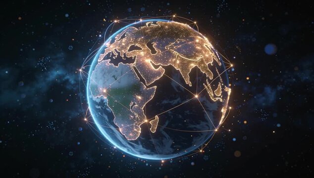 Global Network Earth Night Planet World Digital Technology Connection Data Communication, Glowing Globe Earth Night Network Connection Technology Data Light Digital Global Background, Dark Space