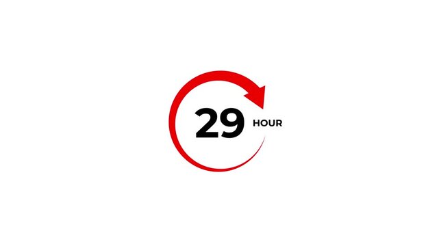 Abstract clock icon animation. arrow Clock 29-Hours icon Digital and analog clock 29 hour isolated on white background. and creating a stunning video.4k video