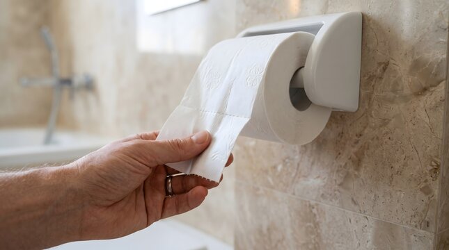 Hand Picking Toilet Paper Bathroom