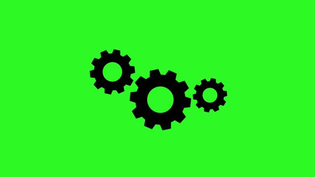 Gear animation with 3 rotating gears of different sizes