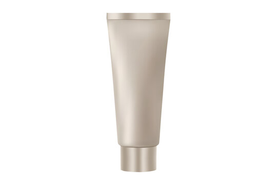 Empty soft plastic cosmetic tube isolated on transparent background.