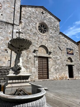 Camaiore town. The Collegiate Church of Santa Maria Assunta is in the historical center of Camaiore, Lucca, Italy.

