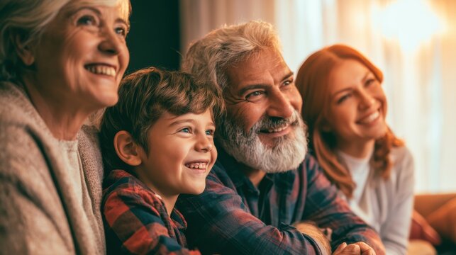 Multigenerational family sharing laughter and happiness together