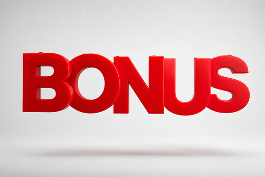 Large red block letters spelling BONUS are displayed against a plain white background.