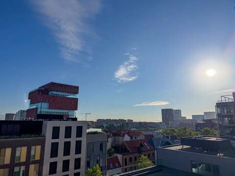 Antwerpen, Belgi&euml; Skyline with MAS Museum and Urban Cityscape on Sunny Day