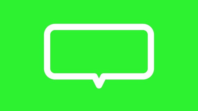 White Speech Bubble Outline with Clear Shape and Empty Interior, Symbol of Chat, Dialogue, Comment, Message and Communication Concept, Isolated Graphic Element on Green Screen