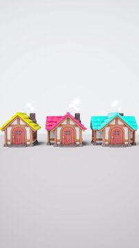 Colorful Stylized 3D Houses Background for Real Estate Options