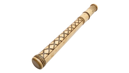 Traditional handmade carved wooden flute wind musical instrument isolated on a transparent background © belova-png