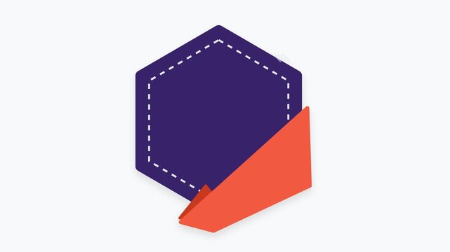 Purple Hexagon Badge with Orange Ribbon Corner
