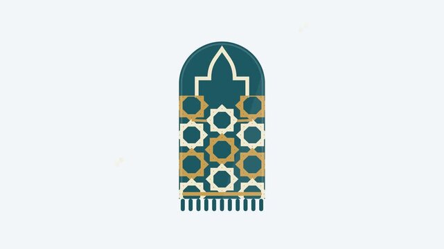 Islamic Prayer Mat Icon with Geometric Pattern