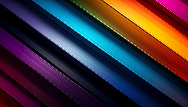 Diagonal lines and parallel bars in a rich spectrum of rainbow colors, creating a dynamic sense of motion, depth, and modern geometric elegance.