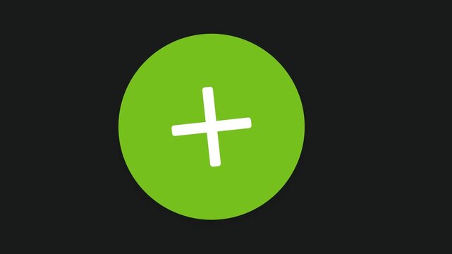 Green Plus Icon on Black Background