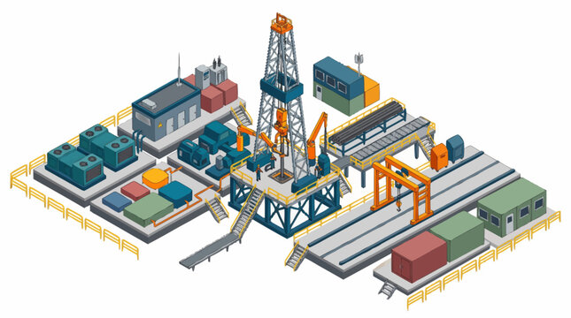 Industrial oil drilling rig site operations.
