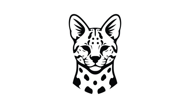 Black and white spotted fennec fox head illustration