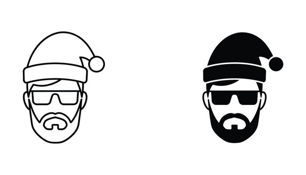 Santa with sunglasses and beard as vector icons