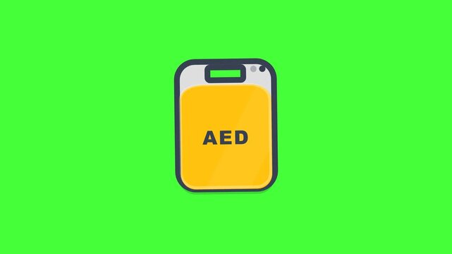 AED Defibrillator Medical Icon on Green Screen