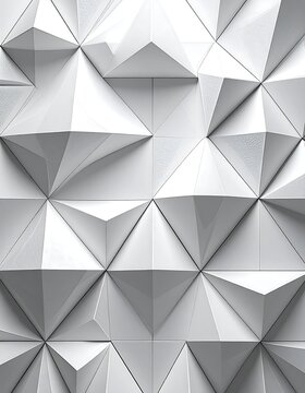 Geometric pattern of overlapping white triangles on gray.