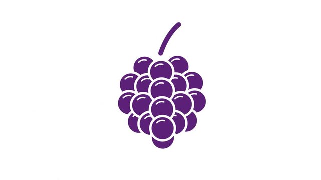 Purple Grape Cluster Minimalist Icon on White Background