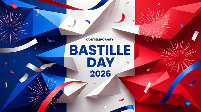 Colorful Celebration Poster with Fireworks and National Holiday Text on Vibrant Background