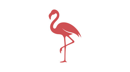 A stylized pink flamingo stands on one leg, isolated on white. © inayah