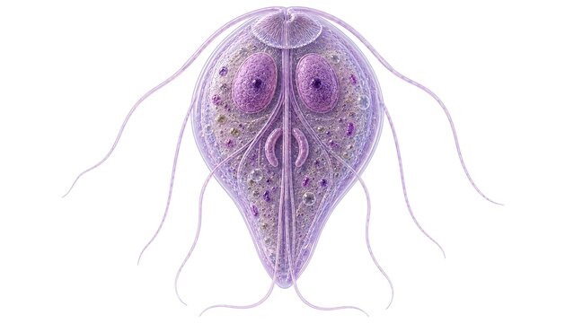Giardia lamblia Trophozoite Ultra Realistic Medical Anatomy Illustration Isolated on White Background