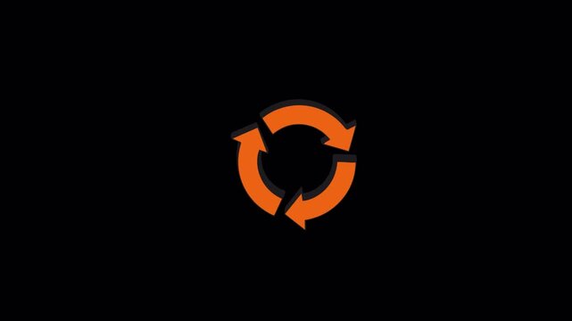 Orange Arrow Circular Rotation, three arrow for refresh ,  repeat and cycle process loop Alpha 4K