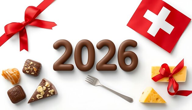 Swiss national day 2026 gourmet chocolate and cheese concept with chocolate switzerland national celebration delicious patriotic confectionery traditional occasion appetizer culinary