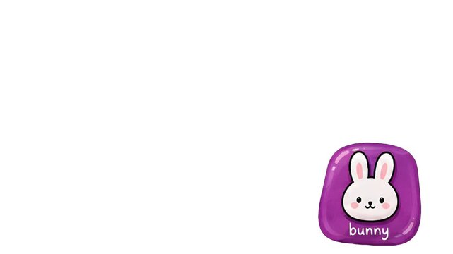 Animated animal motion graphics featuring adorable anime kawaii animal app icons including bear, dinosaur, chick, puppy, sheep, and bunny with smooth pop-up, bounce, floating, and idle animations