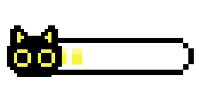 Charming pixel art cat progress bar illustrating loading status in a retro video game style interface element for digital applications and web design