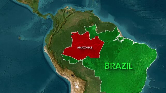 Animated map showing the Amazon region highlighted within Brazil