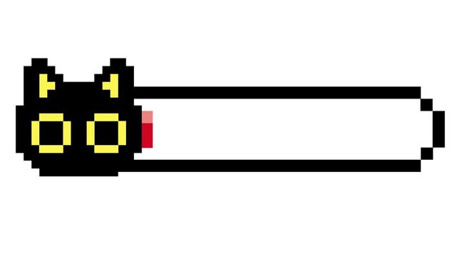Retro pixel art game interface element featuring an adorable black cat's head as a charming health or progress indicator in a vintage video game graphic
