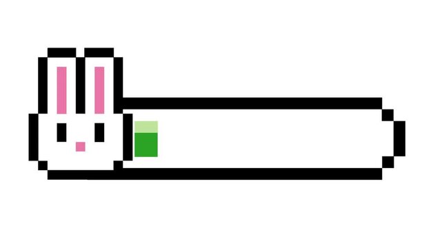 Charming pixel art rabbit character health bar for retro arcade game UI, indicating progress or energy level in a digital interface concept