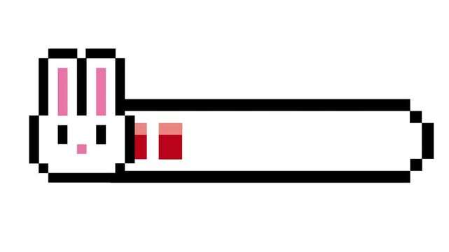 Cute pixel art rabbit character functioning as a stylized health bar or progress indicator, perfect for retro gaming UI. A charming digital graphic design element