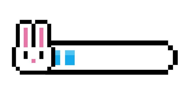 Whimsical pixel art bunny progress bar illustration, a cute digital loading concept merging retro gaming aesthetics for modern interface design