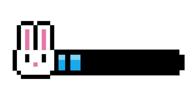 Charming pixel art rabbit character health indicator progress bar illustration for retro video game design and digital arcade challenges