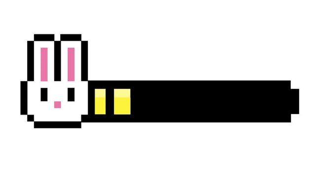 Charming pixel art bunny health bar illustration, an adorable retro game UI element depicting player vitality or energy meter in a digital interface design