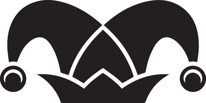 Black jester hat icon isolated on transparent background, Vector, illustration