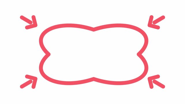 Arrow Pointer Highlight 4K Alpha Channel - Red Thought Bubble Cloud Outline with Four Arrows Pointing Center