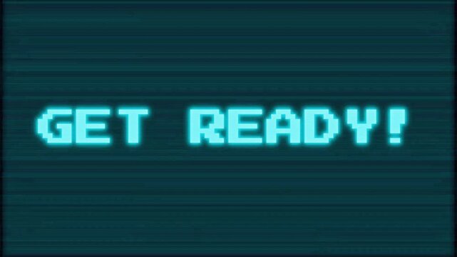 8bit Retro Get Ready Gaming Text Glitch