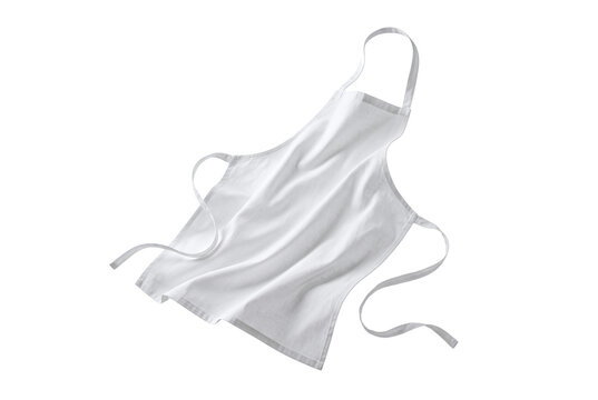 Blank white kitchen apron floating dynamically in the air