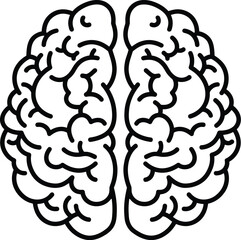 Naklejka premium Simple black and white vector illustration of a human brain showing complex anatomical structure design elements