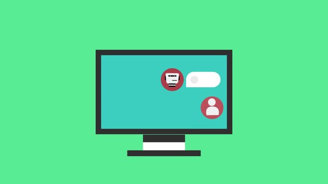Computer Screen Displays Various Icons and Notifications in Animated Sequence